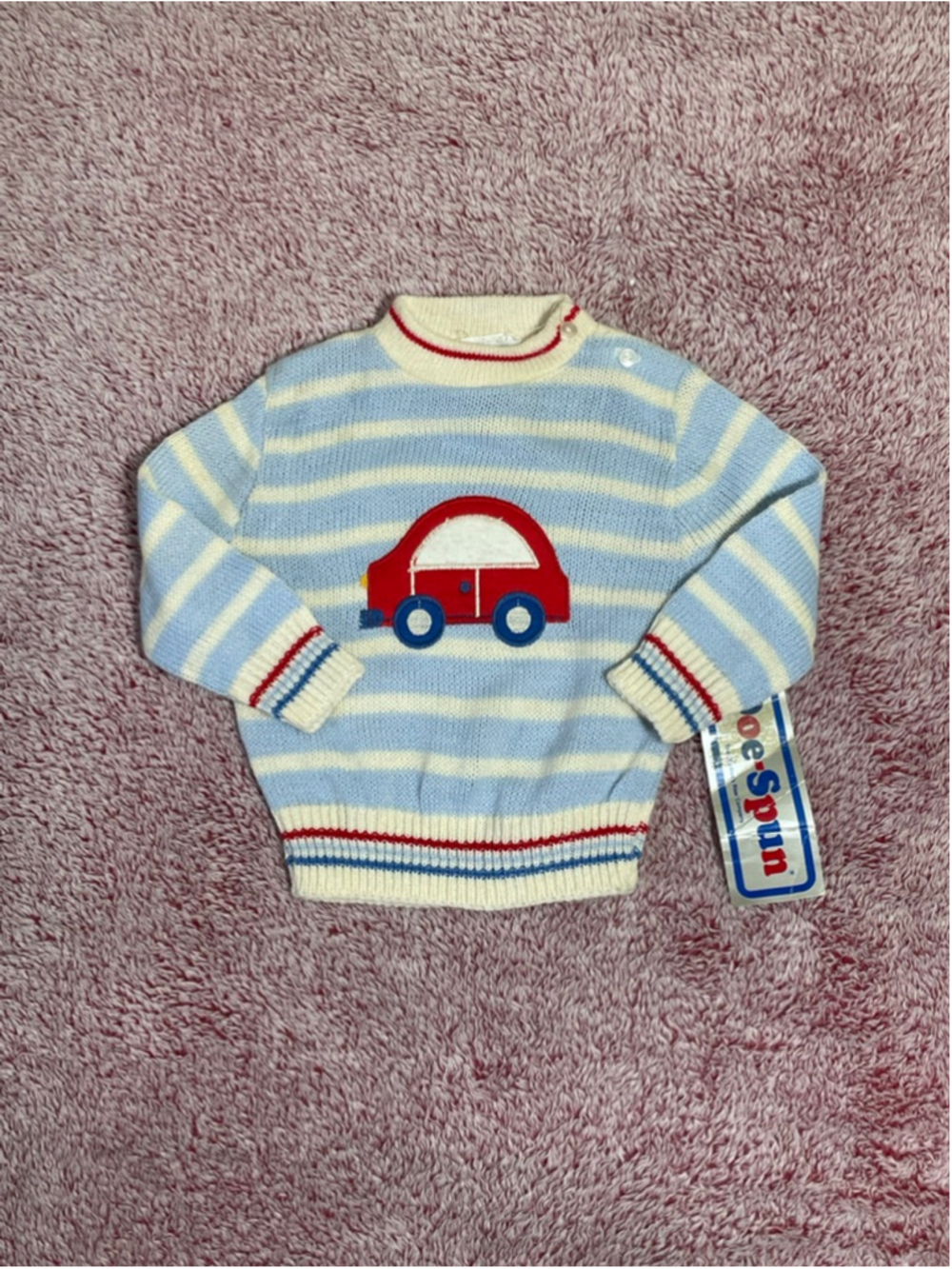 Vtg Doe-Spun Boys 12 Months Red Car Coquette grandpacore Cottagecore